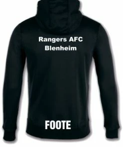 Football Unlimited NZ Rangers AFC Blenheim Hooded Sweatshirt - Club Logo Left Chest, Club Text - Centre Back, Name - Lower Back